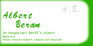 albert beran business card